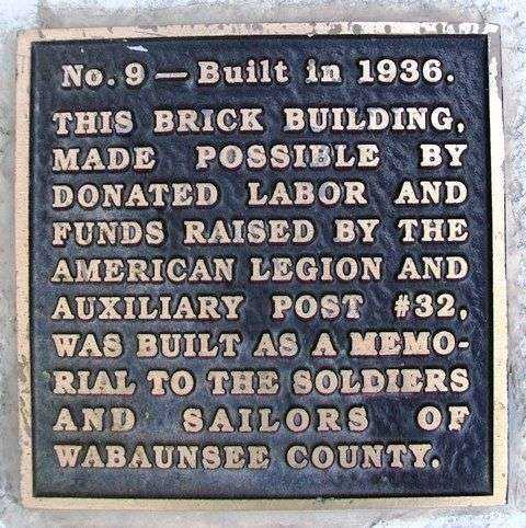 WABAUNSEE COUNTY SOLDIERS AND SAILORS MEMORIAL BUILDING PLAQUE
