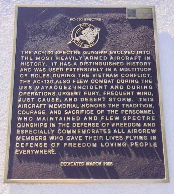 AC-130 SPECTRE MEMORIAL AIRCRAFT PLAQUE