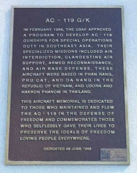 AC-119 G/K MEMORIAL AIRCRAFT PLAQUE