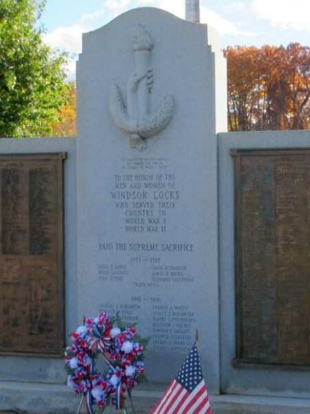 WINDSOR LOCKS AND WORLD WAR I AND WORLD WAR II MEMORIAL DEDICATION STONE