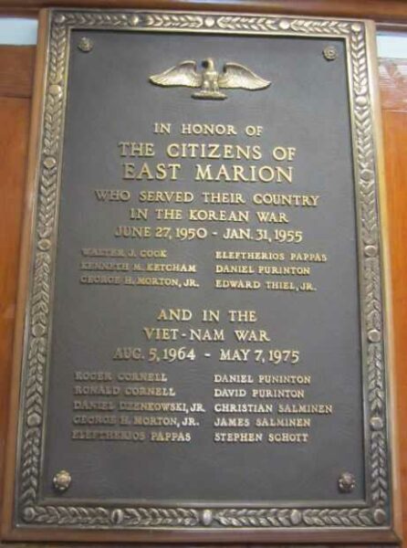 EAST MARION POST OFFICE WORLD WAR II MEMORIAL BUILDING PLAQUE B