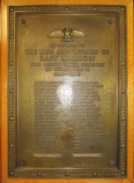 EAST MARION POST OFFICE WORLD WAR II MEMORIAL BUILDING PLAQUE A