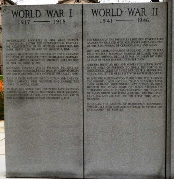 MICHIGAN WAR VETERANS MEMORIAL LEFT PANELS