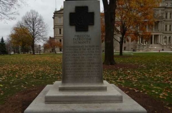 STATE OF MICHIGAN SPANISH-AMERICAN WAR MEMORIAL DEDICATION STONE