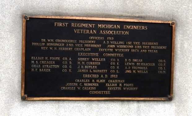 FIRST REGIMENT MICHIGAN ENGINEERS MEMORIAL PLAQUE D
