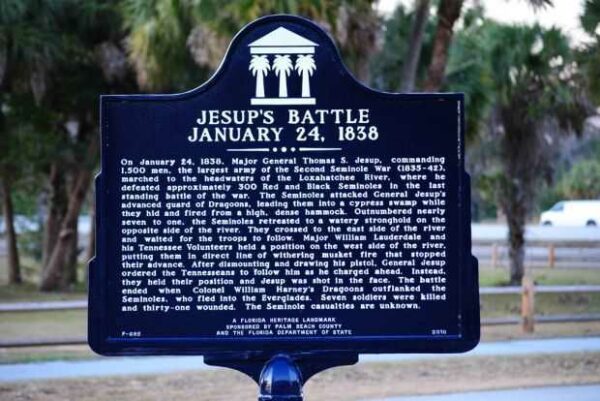 JESUP’S BATTLE JANUARY 24, 1838 WAR MEMORIAL MARKER