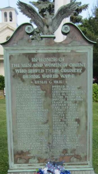 ORIENT WORLD WAR II MEMORIAL PLAQUE