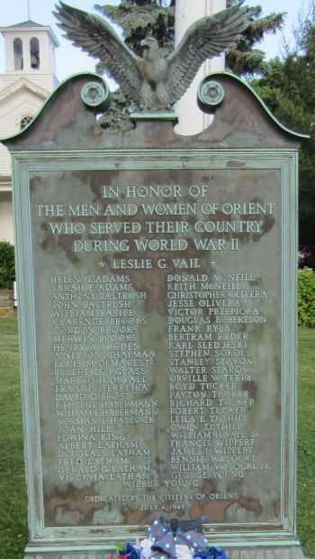 ORIENT WORLD WAR II MEMORIAL PLAQUE