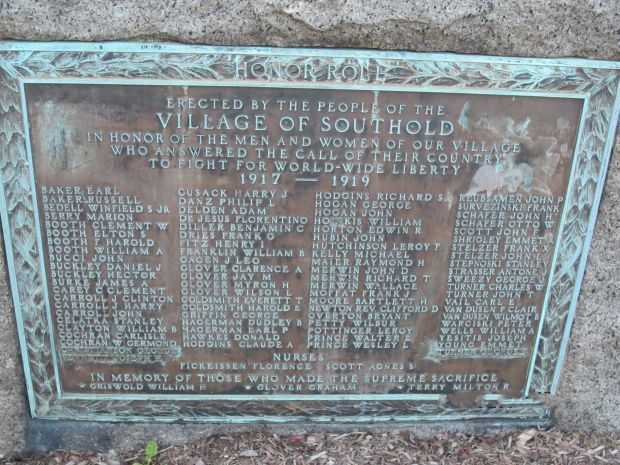 SOUTHOLD WORLD WAR I MEMORIAL PLAQUE