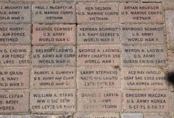 MUSKEGO VETERANS WALK MEMORIAL BRICKS GROUP C