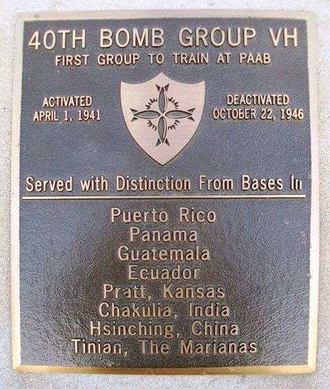 40TH BOMB GROUP B-29 WAR MEMORIAL PLAQUE
