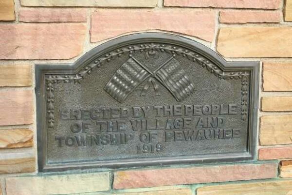 VILLAGE AND TOWNSHIP OF PEWAUKEE WAR VETERANS MEMORIAL PLAQUE B
