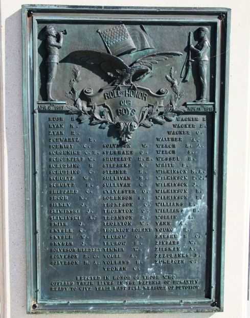OCONOMOWOC OUR BOYS WORLD WAR I MEMORIAL PLAQUE D