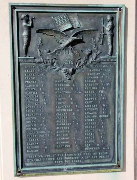 OCONOMOWOC OUR BOYS WORLD WAR I MEMORIAL PLAQUE B