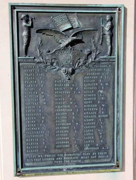 OCONOMOWOC OUR BOYS WORLD WAR I MEMORIAL PLAQUE B