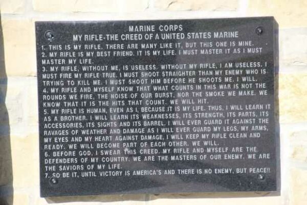 MY RIFLE-THE CREED OF THE UNITED STATES MARINES MEMORIAL PLAQUE