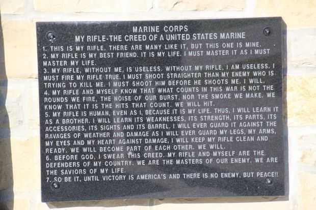 MY RIFLE-THE CREED OF THE UNITED STATES MARINES MEMORIAL PLAQUE