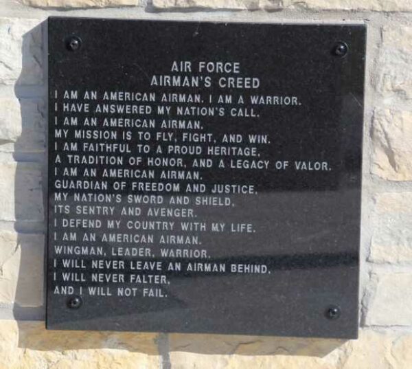 AIR FORCE AIRMAN’S CREED MEMORIAL PLAQUE