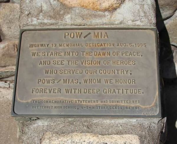 POW/MIA HIGHWAY 13 MEMORIAL PLAQUE