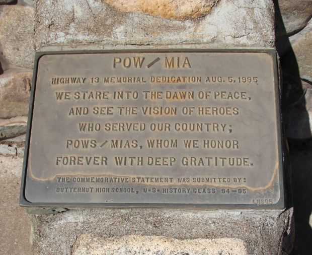 POW/MIA HIGHWAY 13 MEMORIAL PLAQUE