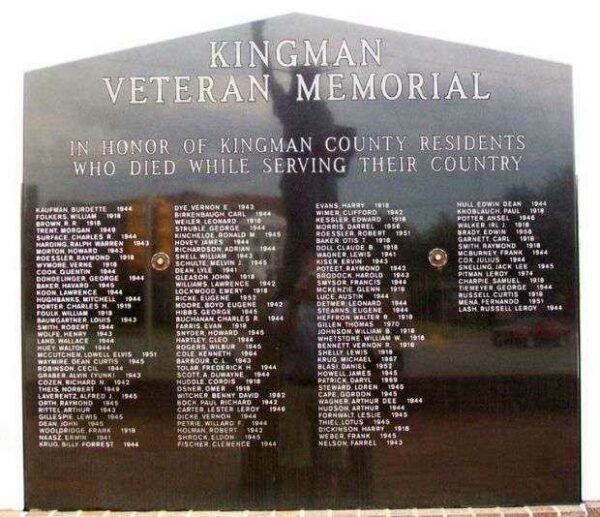 KINGMAN COUNTY VETERAN MEMORIAL PLAQUE