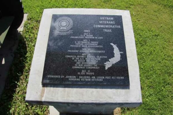 OGEMA VIETNAM VETERANS COMMEMORATIVE TRAIL 1963 MEMORIAL PLAQUE