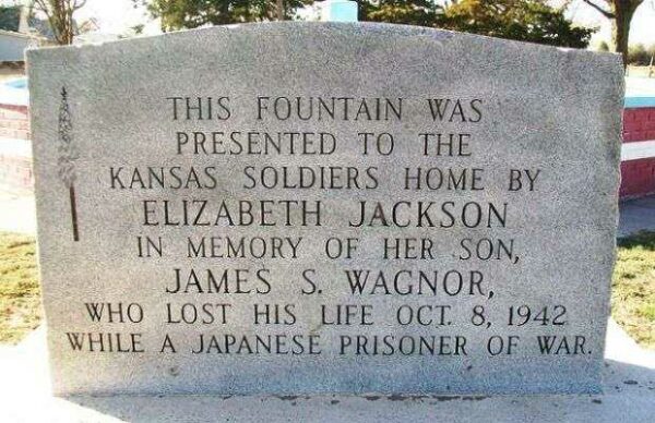 JAMES S. WAGNOR WAR MEMORIAL FOUNTAIN DEDICATION STONE
