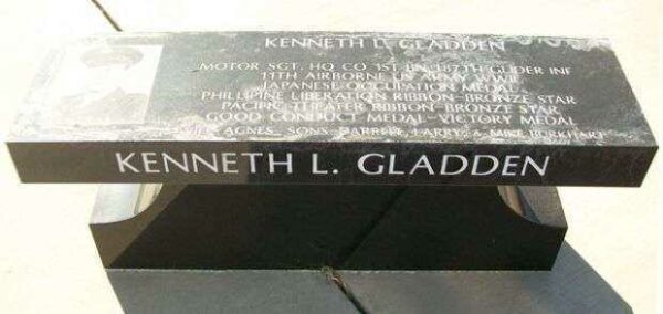 SGT. KENNETH L. GLADDEN WAR MEMORIAL BENCH