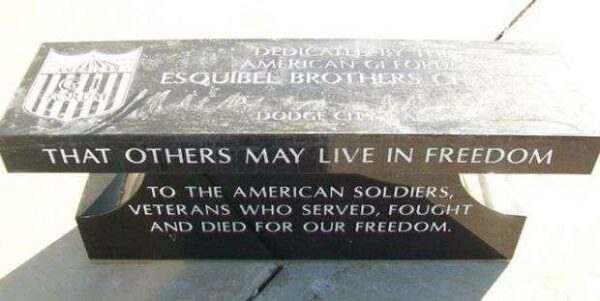 THAT OTHERS MAY LIVE IN FREEDOM WAR MEMORIAL BENCH
