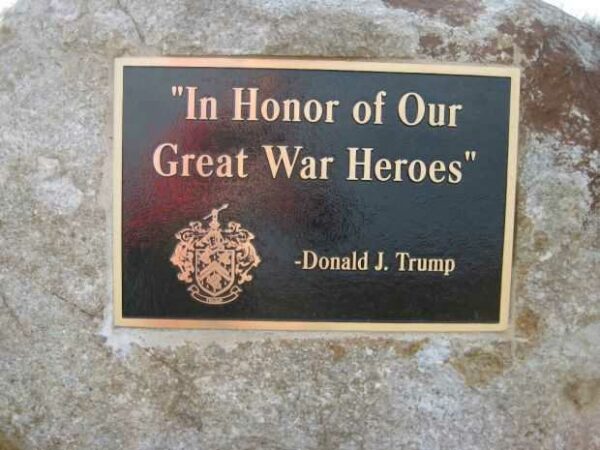 “IN HONOR OF OUR GREAT WAR HEROES” MEMORIAL PLAQUE