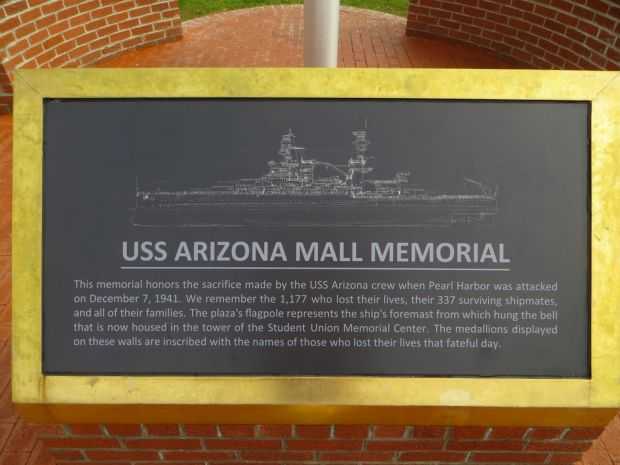 USS ARIZONA MALL MEMORIAL PLAQUE