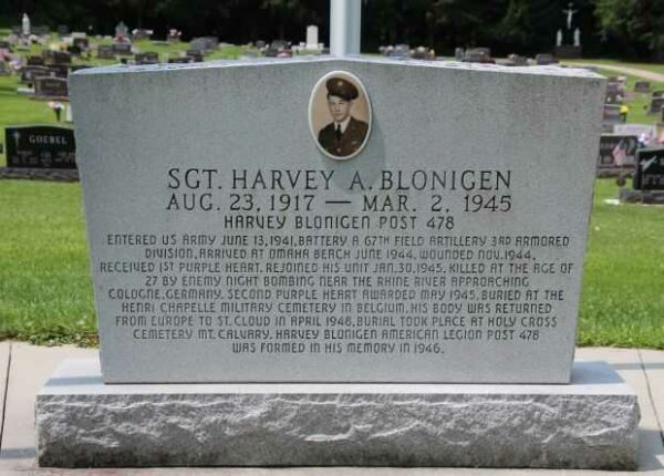 SGT. HARVEY A. BLONIGEN WAR MEMORIAL