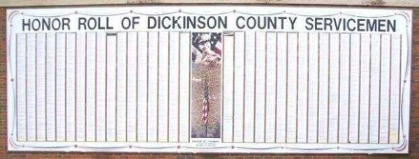 DICKINSON COUNTY HONOR ROLL OF SERVICEMEN WAR MEMORIAL