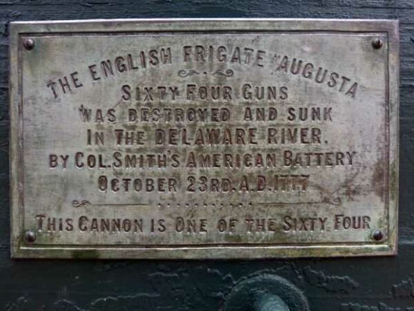 THE ENGLISH FRIGATE “AUGUSTA” MEMORIAL CANNON PLAQUE
