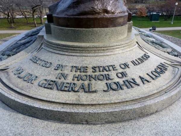 MAJOR GENERAL JOHN A LOGAN EQUESTRIAN MEMORIAL DEDICATION STONE