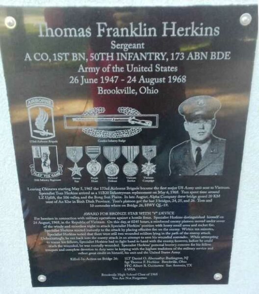 THOMAS FRANKLIN HERKINS WAR MEMORIAL PLAQUE B