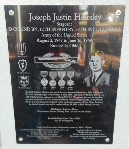 JOSEPH JUSTIN HELTSLEY WAR MEMORIAL PLAQUE B
