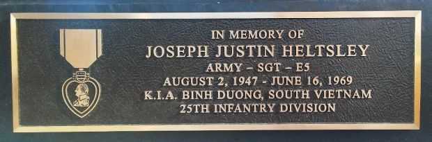 JOSEPH JUSTIN HELTSLEY WAR MEMORIAL PLAQUE A