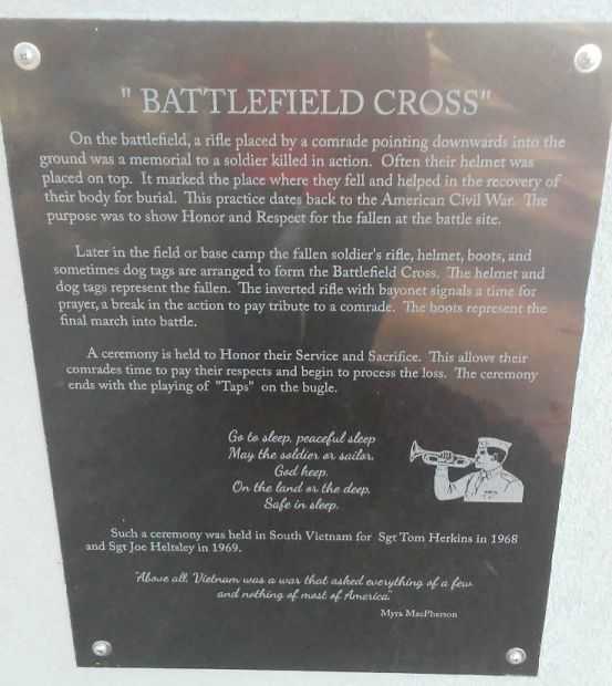 BROOKVILLE “BATTLEFIELD CROSS” WAR MEMORIAL PLAQUE