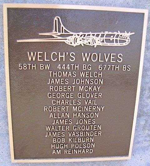 “WELCH’S WOLVES” B-29 WAR MEMORIAL PALQUE