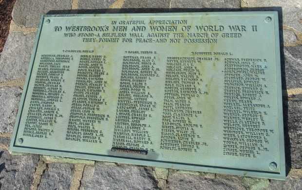 WESTBROOK WORLD WAR II HONOR ROLL MEMORIAL PLAQUE