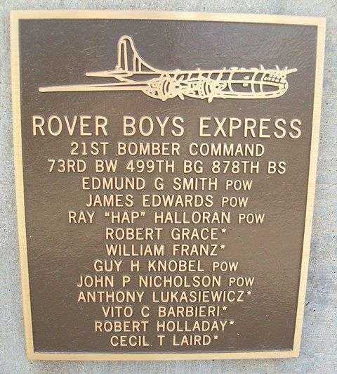 “ROVER BOYS EXPRESS” B-29 WAR MEMORIAL PLAQUE