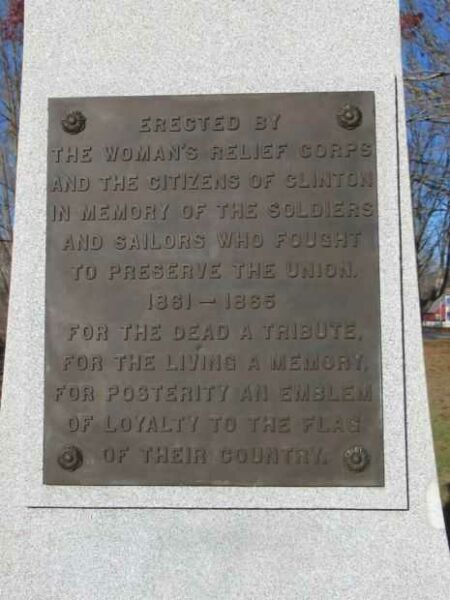 CLINTON SOLDIERS AND SAILORS MEMORIAL PLAQUE