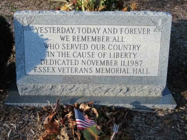 ESSEX VETERANS MEMORIAL HALL DEDICATION STONE