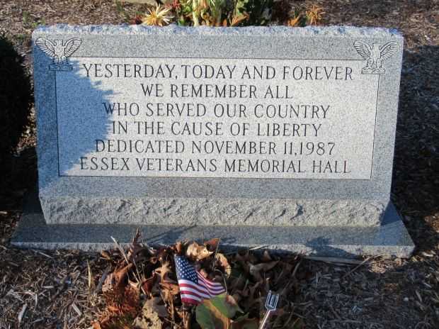 ESSEX VETERANS MEMORIAL HALL DEDICATION STONE