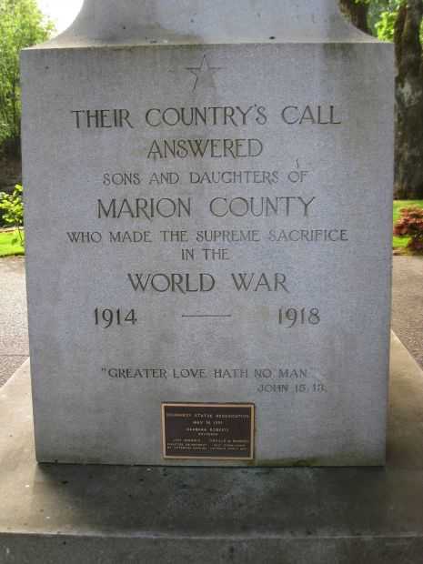 MARION COUNTY WORLD WAR I MEMORIAL SIDE A