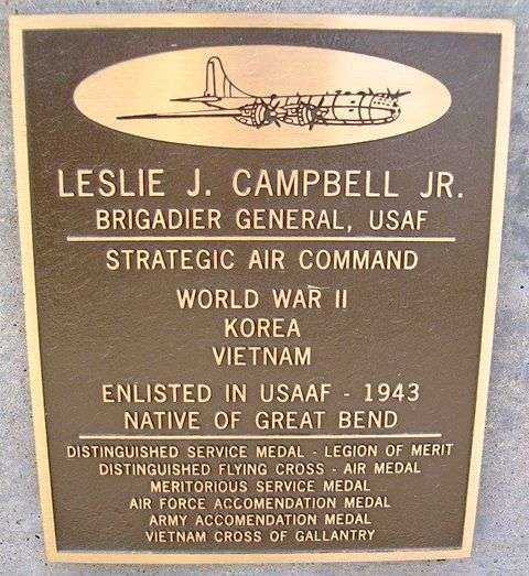 BRIGADIER GENERAL LESLIE J. CAMPBELL JR. B-29 WAR MEMORIAL PLAQUE