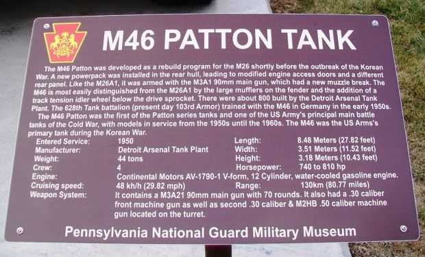 M46 PATTON TANK MEMORIAL PLAQUE