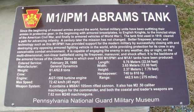 M1/IMP1 ABRAMS TANK MEMORIAL PLAQUE