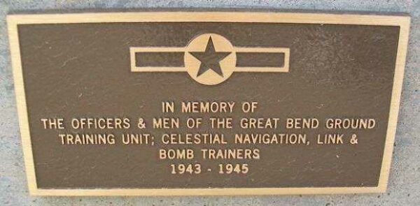 GREAT BEND AAF GROUND TRAINING UNIT WAR MEMORIAL PLAQUE